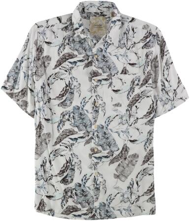 Tasso Elba Mens Floral-Print Button Up Shirt - M