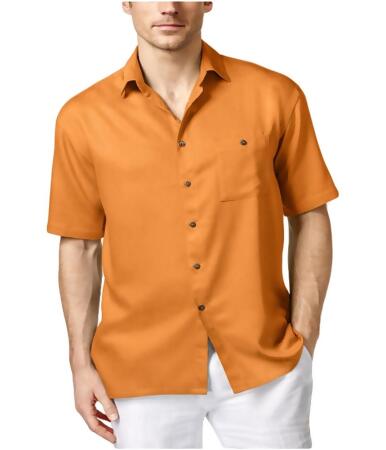 Campia Moda Mens Solid Ss Button Up Shirt - M