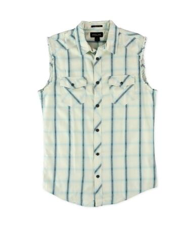 Helix Mens Sleeveless Plaid Button Up Shirt - S