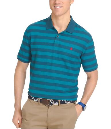Izod Mens Pique Knit Rugby Polo Shirt - M