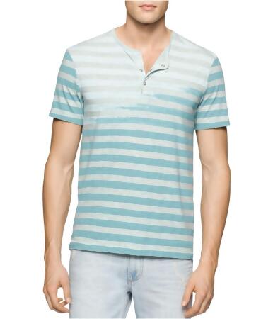 Calvin Klein Mens Faded-Stripe Henley Shirt - 2XL