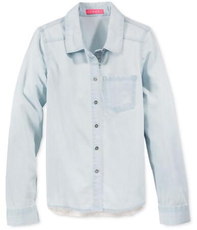 Tinsey Girls Lace-Back Chambray Button Up Shirt - M (10)
