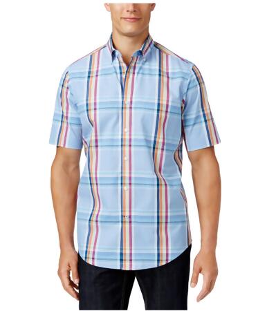 Club Room Mens Plaid Ss Button Up Shirt - S