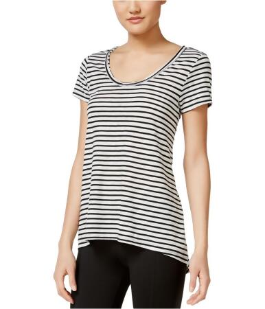 Calvin Klein Womens Striped Cut-Out Graphic T-Shirt - M