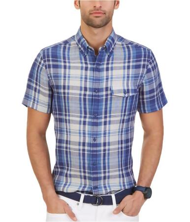 Nautica Mens Linen Plaid Button Up Shirt - XL