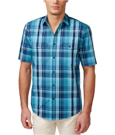 Alfani Mens Plaid Ss Button Up Shirt - Big 3X