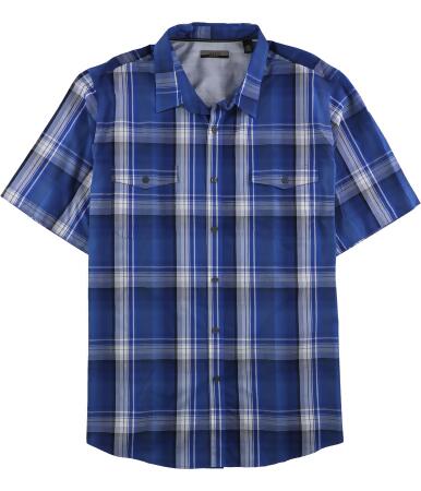 Alfani Mens Plaid Ss Button Up Shirt - Big 4X