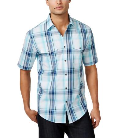 Alfani Mens Plaid Ss Button Up Shirt - Big 4X