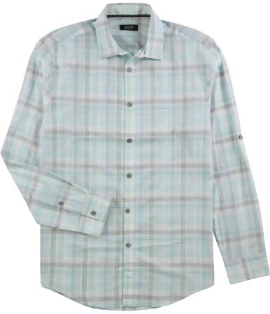 Alfani Mens Concord Plaid Button Up Shirt - M