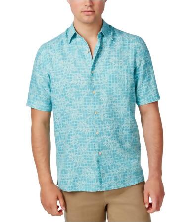 Tasso Elba Mens Leaf Print Ss Button Up Shirt - XL