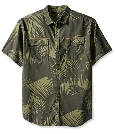 Sean John Mens Palm-Print Linen Button Up Shirt - XL