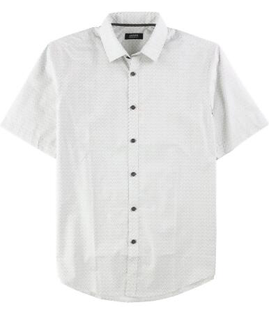 Alfani Mens Patterned Ss Button Up Shirt - M