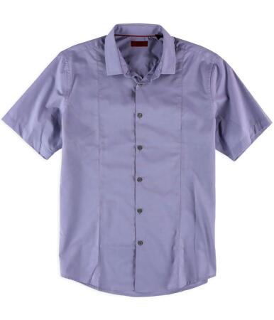 Alfani Mens Textured Slim Ss Button Up Shirt - L