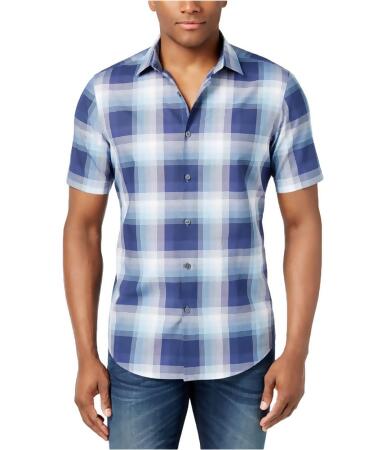 Alfani Mens Plaid Ss Button Up Shirt - Big 3X