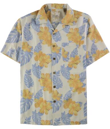 Tasso Elba Mens Tropical Silk Button Up Shirt - L