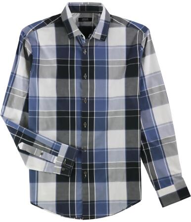 Alfani Mens Plaid Ls Button Up Shirt - S