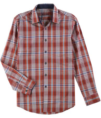 Tasso Elba Mens Plaid Ls Button Up Shirt - S
