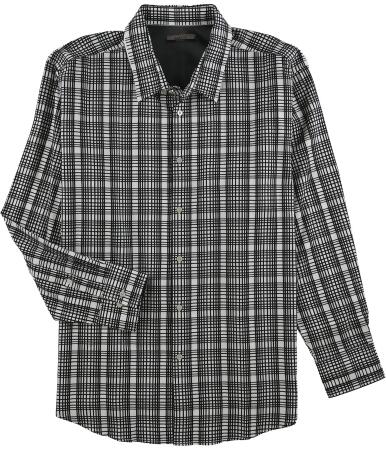 Alfani Mens Slim Fit Checked Button Up Shirt - Big 2X