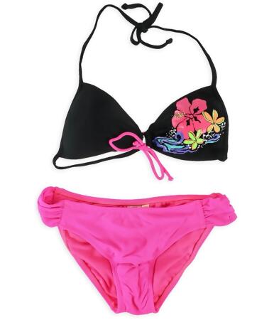 Hobie Womens Glitter Tropical Side Tab 2 Piece Bikini - M
