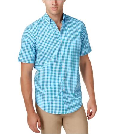 Club Room Mens Gingham Check Ss Button Up Shirt - S