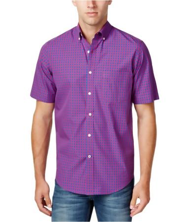 Club Room Mens Gingham Check Ss Button Up Shirt - M