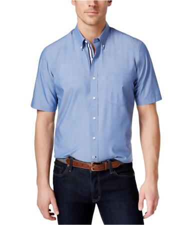 Club Room Mens Chambray Ss Button Up Shirt - L