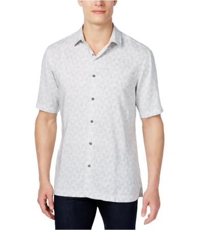 Alfani Mens Geo-Print Ss Button Up Shirt - M