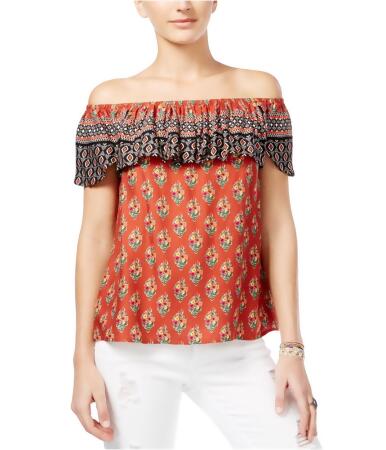 American Rag Womens Printed Off-The-Shoulder Pullover Blouse - M