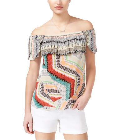 American Rag Womens Printed Off-The-Shoulder Pullover Blouse - M