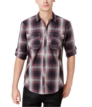 I-n-c Mens Thymine Plaid Button Up Shirt - S