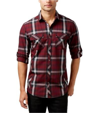 I-n-c Mens Thymine Plaid Button Up Shirt - S