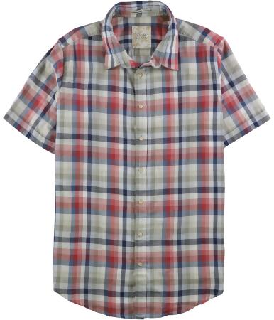 Tasso Elba Mens Plaid Ss Button Up Shirt - LT