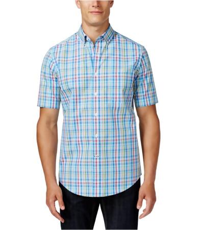 Club Room Mens Plaid Ss Button Up Shirt - S