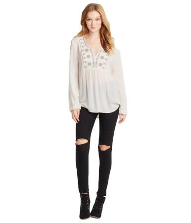 Aeropostale Womens Embroidered V Neck Tunic Blouse - XL