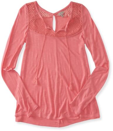 Aeropostale Womens Lace Ls Embellished T-Shirt - S