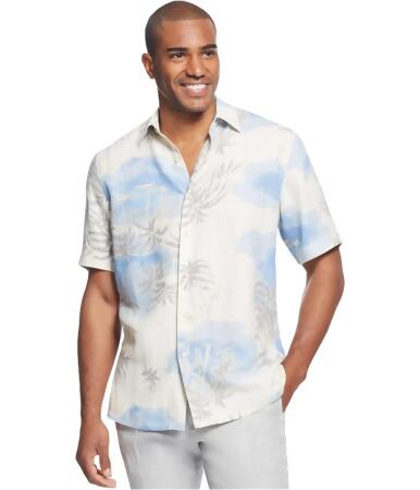 Tasso Elba Mens Palm Print Button Up Shirt - M