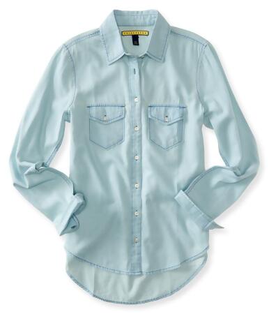 Aeropostale Womens Washed Denim Button Up Shirt - XS