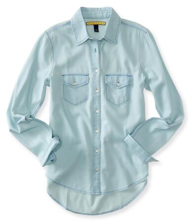 Aeropostale Womens Washed Denim Button Up Shirt - L