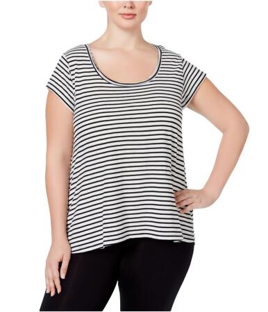 Calvin Klein Womens Striped Hi-Lo Graphic T-Shirt - 3X