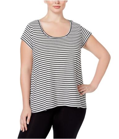 Calvin Klein Womens Striped Hi-Lo Graphic T-Shirt - 2X