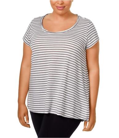 Calvin Klein Womens Striped Hi-Lo Graphic T-Shirt - 2X