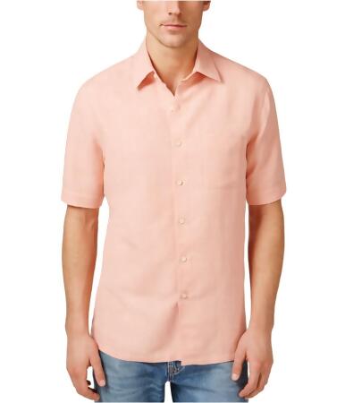 Tasso Elba Mens Silk-Blend Crosshatch Button Up Shirt - LT