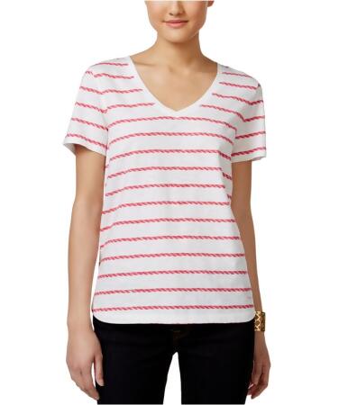 Tommy Hilfiger Womens Striped V Graphic T-Shirt - S