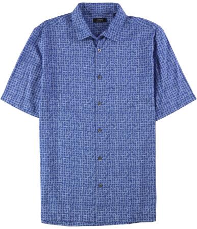 Alfani Mens Abstract-Print Ss Button Up Shirt - L