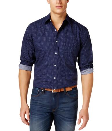 Club Room Mens Polka Dotted Button Up Shirt - M