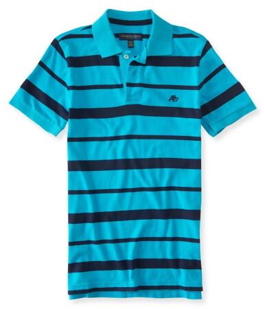 Aeropostale Mens Striped A87 Rugby Polo Shirt - L