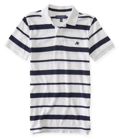 Aeropostale Mens Striped A87 Rugby Polo Shirt - XS