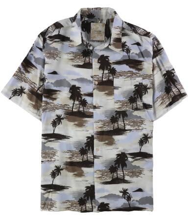 Tasso Elba Mens Tropical-Print Button Up Shirt - XL