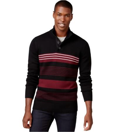 Sean John Mens Striped Button Neck Pullover Sweater - M
