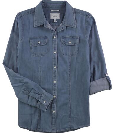 Charter Club Womens Denim Utility Button Up Shirt - 8